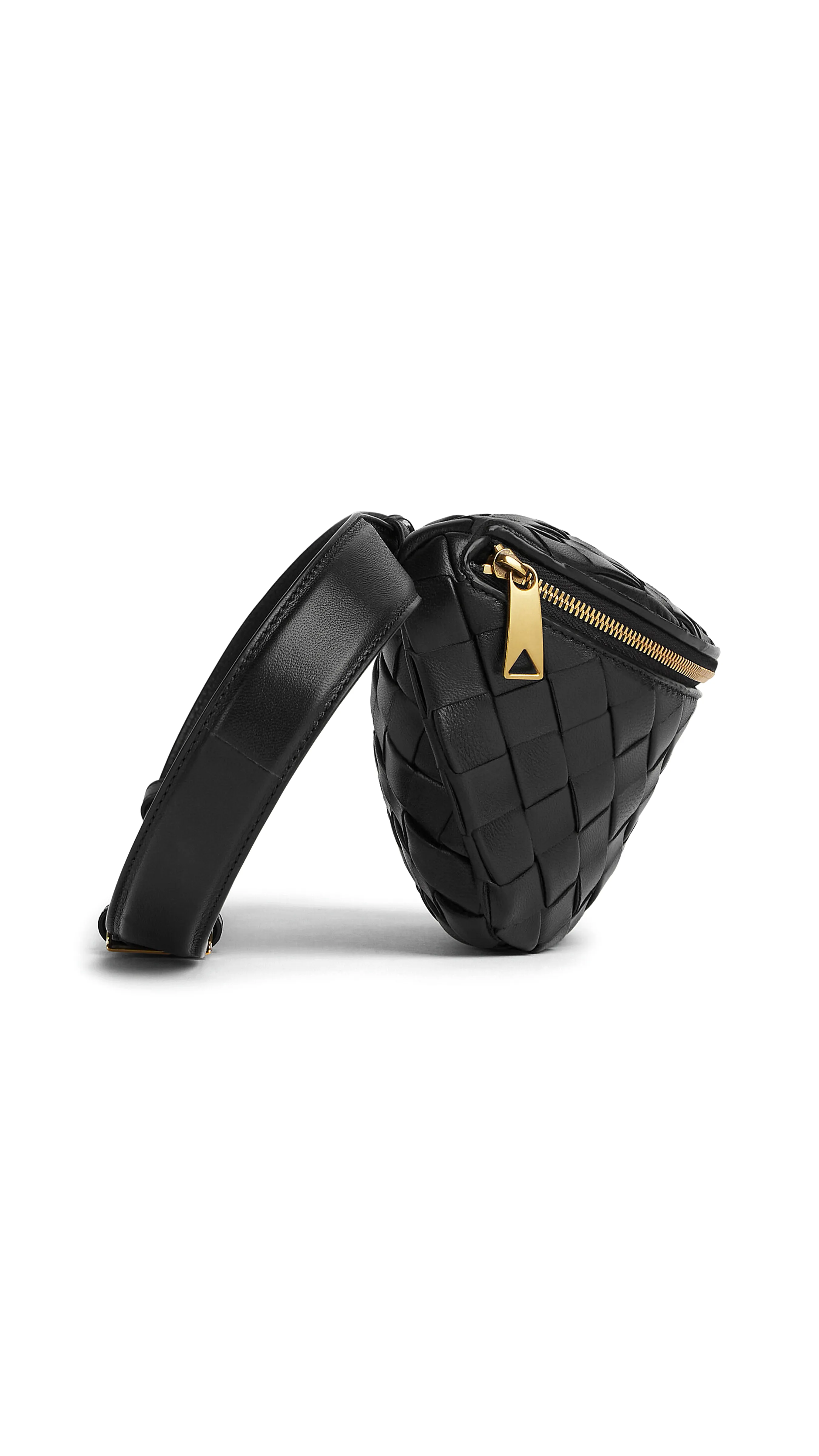 Padded Intrecciato Belt Bag - Black