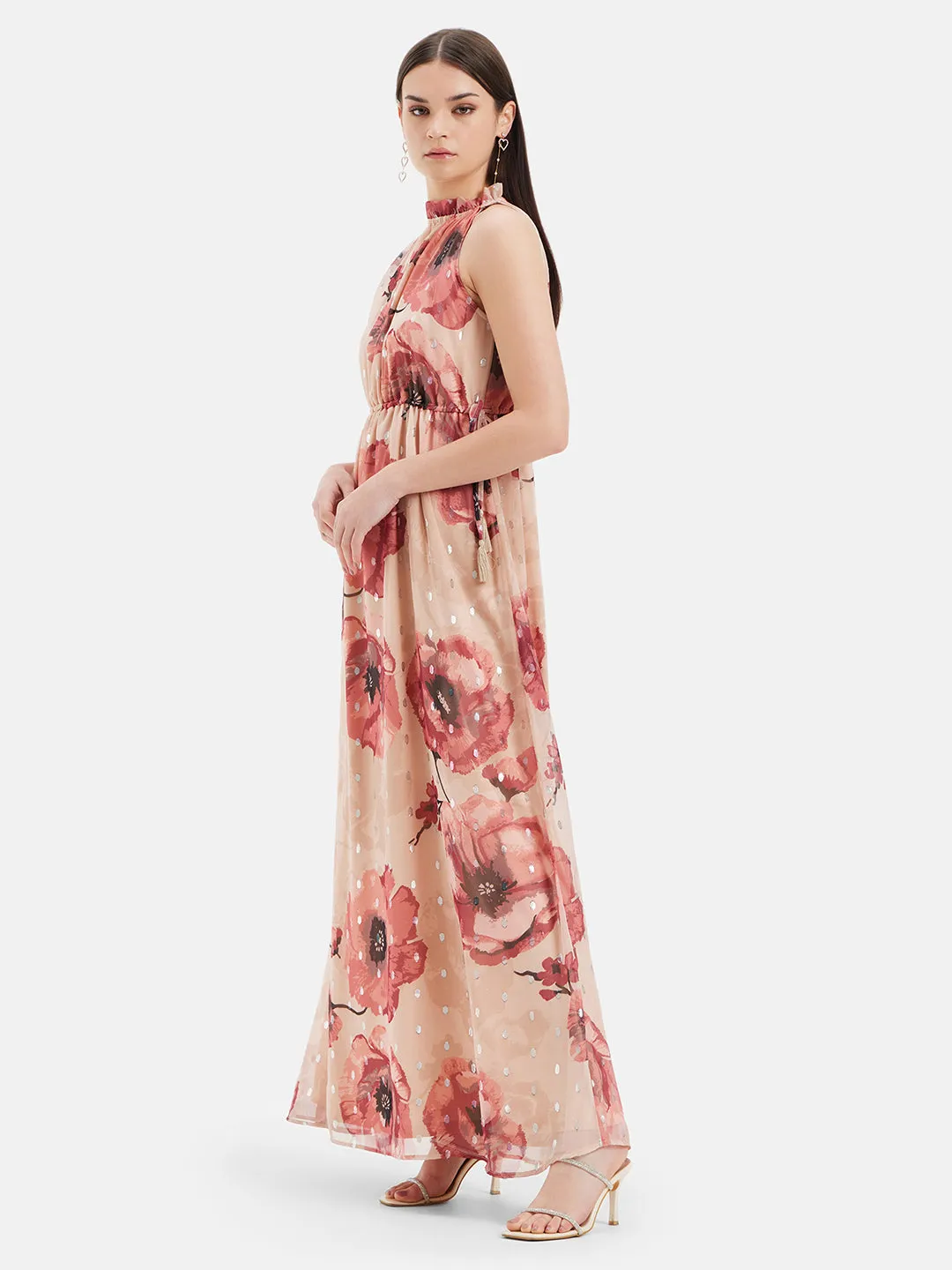 Poppy Print Halter Maxi Dress