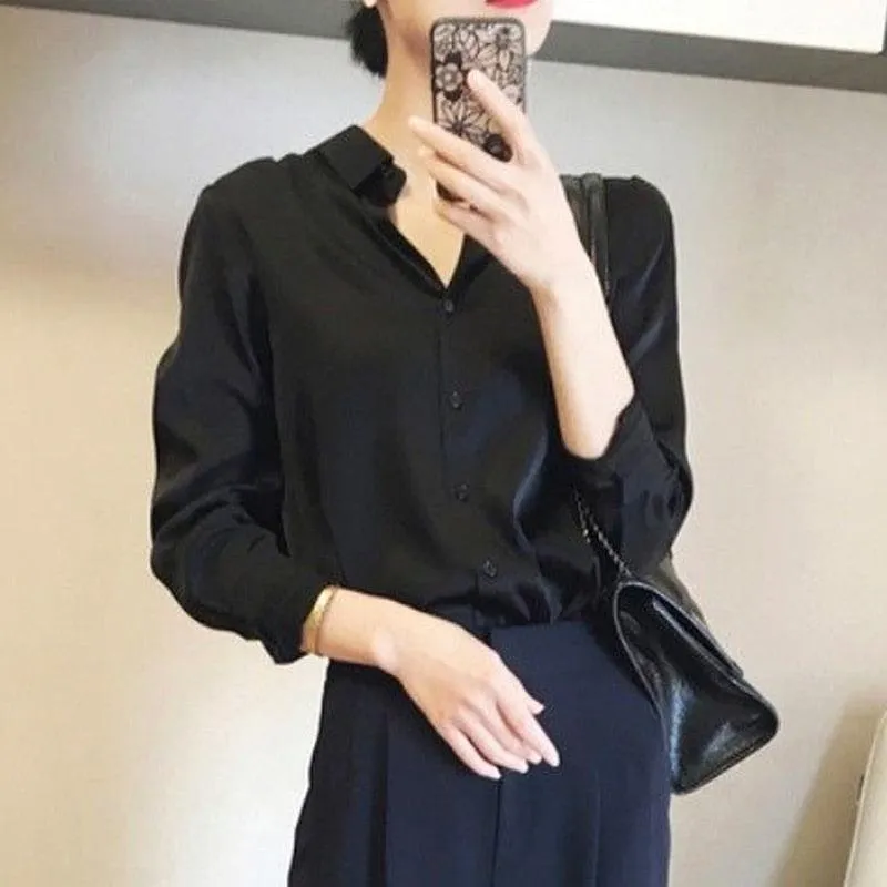 Premium Loose Chiffon Long Sleeve Blouse