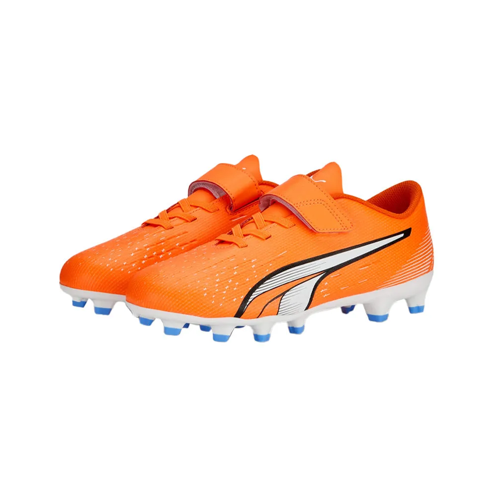 Puma Ultra Play FG AG V Junior Football Boots - Orange White Black.