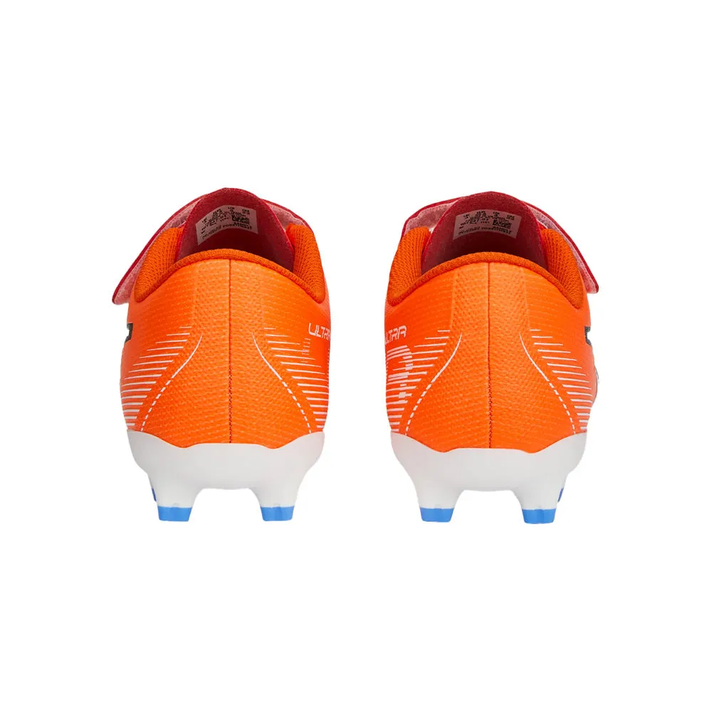 Puma Ultra Play FG AG V Junior Football Boots - Orange White Black.