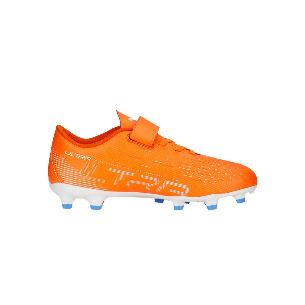 Puma Ultra Play FG AG V Junior Football Boots - Orange White Black.