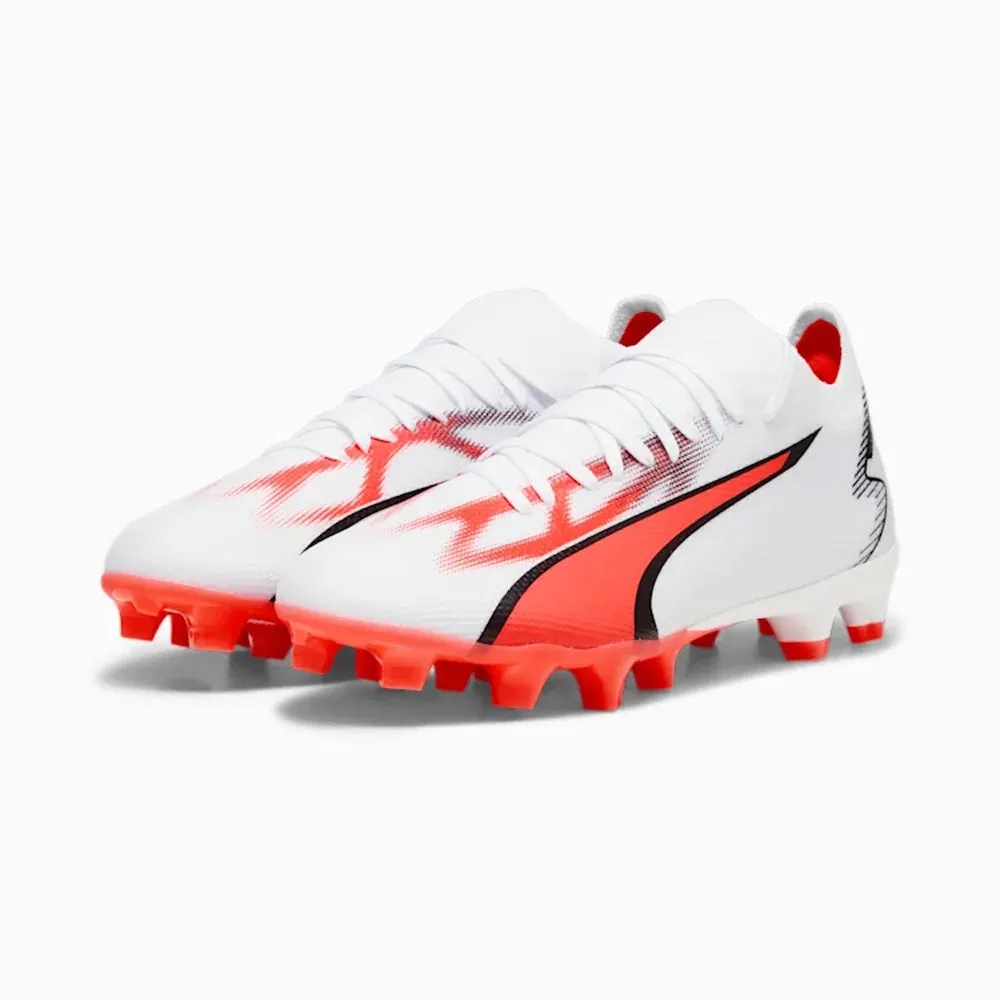 Puma Women's Ultra Match FG/AG Football Boots - White/Black/Fire Orchid