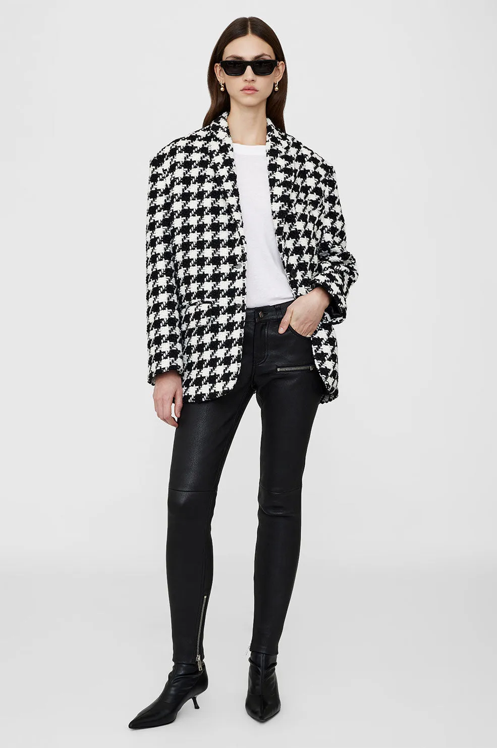 Quinn Blazer - Black And White Houndstooth