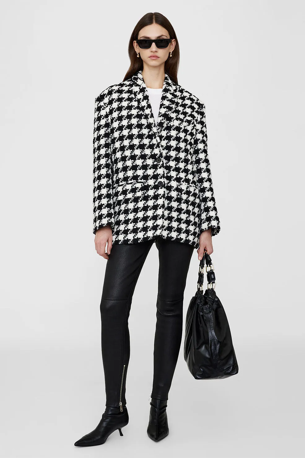 Quinn Blazer - Black And White Houndstooth