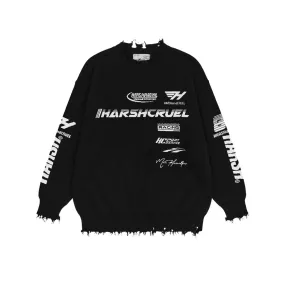 Racing Logo Distressed Sweater