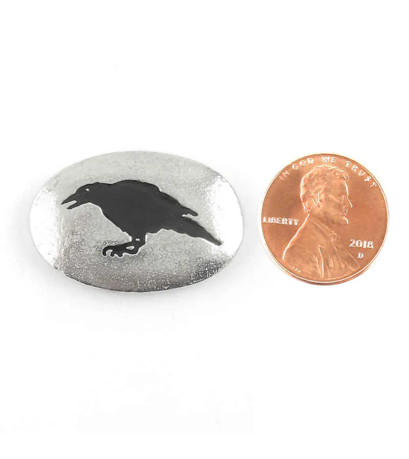 Raven or Crow Pocket Stone, Lead-Free Pewter