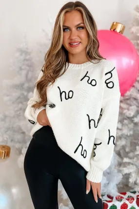 Rebel Without A Claus Oversized Holiday Sweater (Ivory)