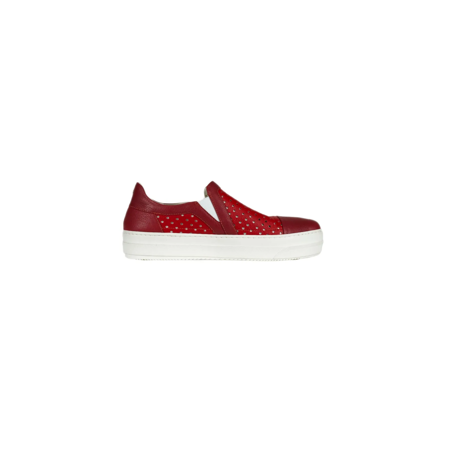 Red Perforated Cervo Slip-On Shoes