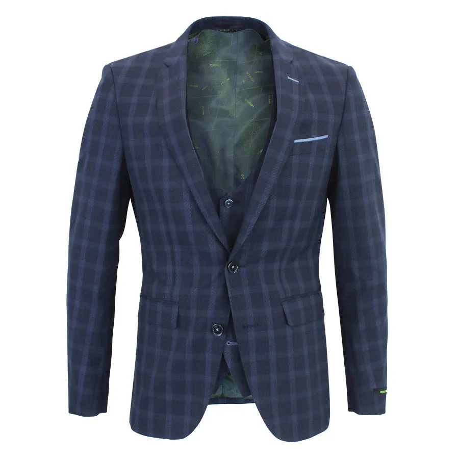 Remus Uomo - Lazio X-Slim Fit Blue Check Suit: Shop Now!