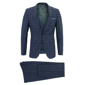 Remus Uomo - Lazio X-Slim Fit Blue Check Suit: Shop Now!