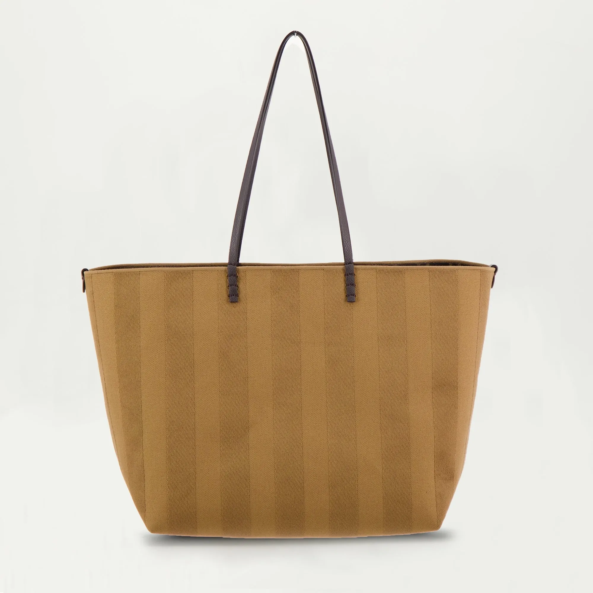 Roll Beige and Brown Tote Bag