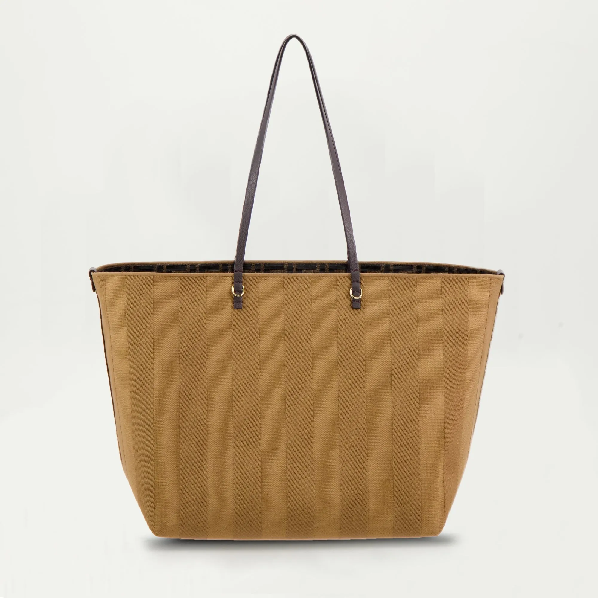 Roll Beige and Brown Tote Bag