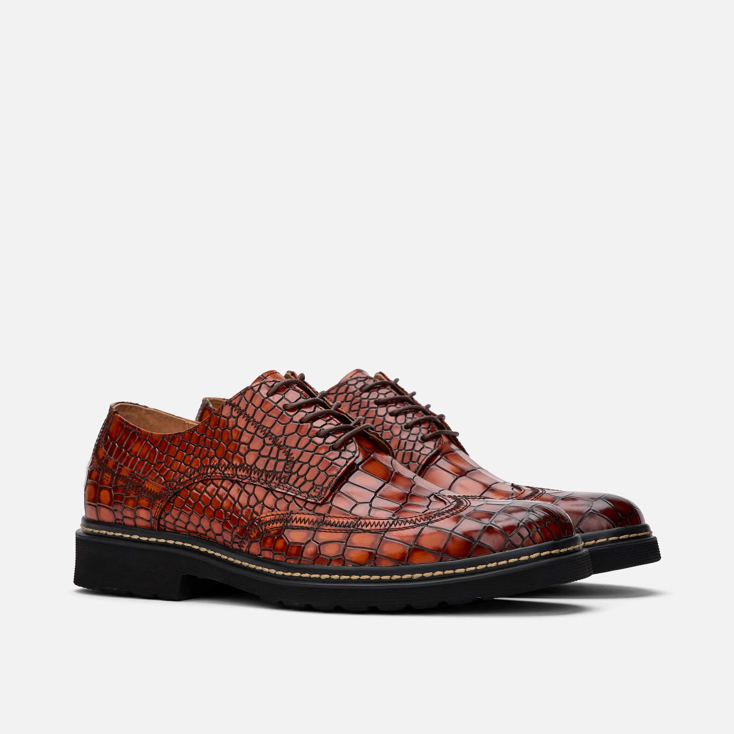 Roman Cognac Wingtip Leather Sneakers