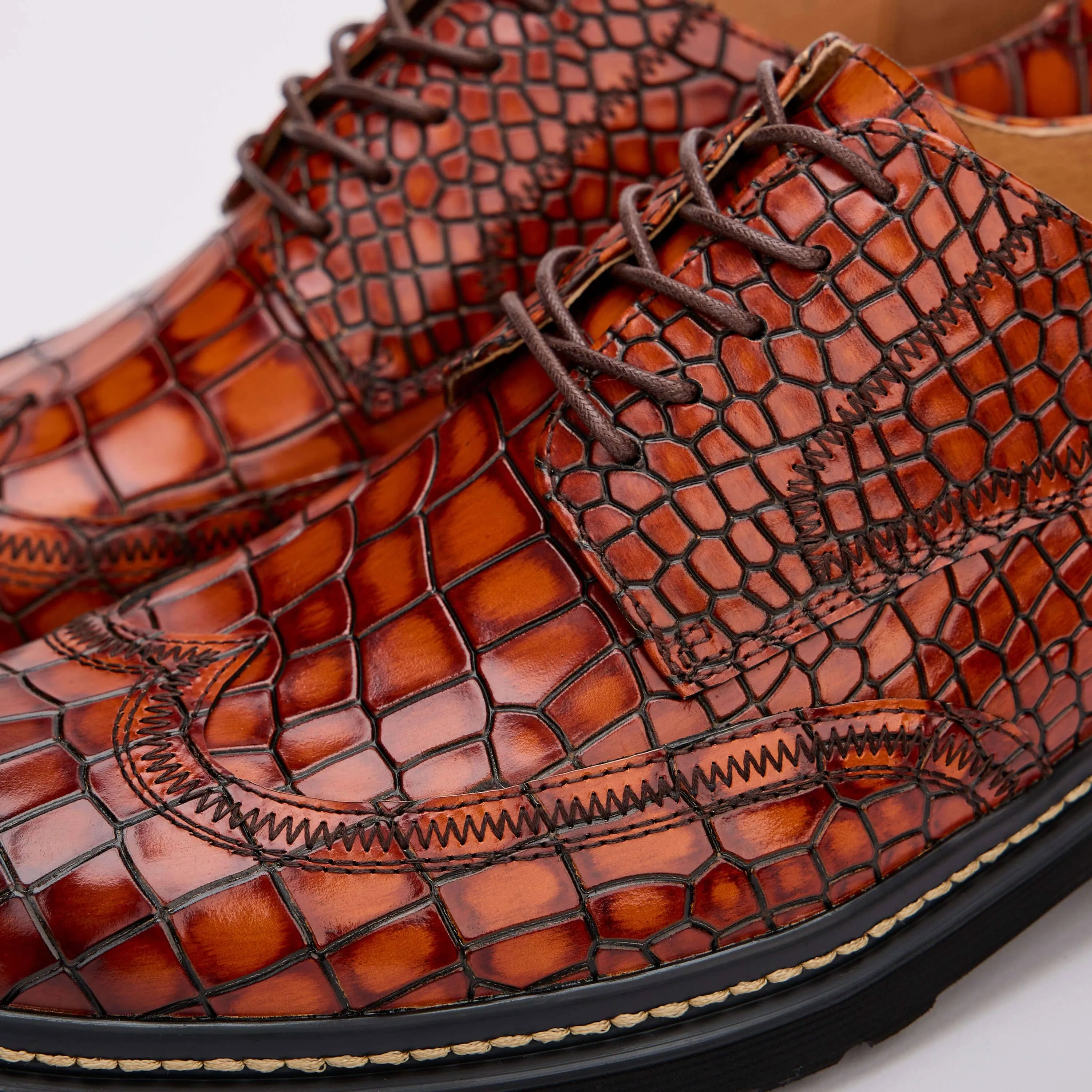 Roman Cognac Wingtip Leather Sneakers