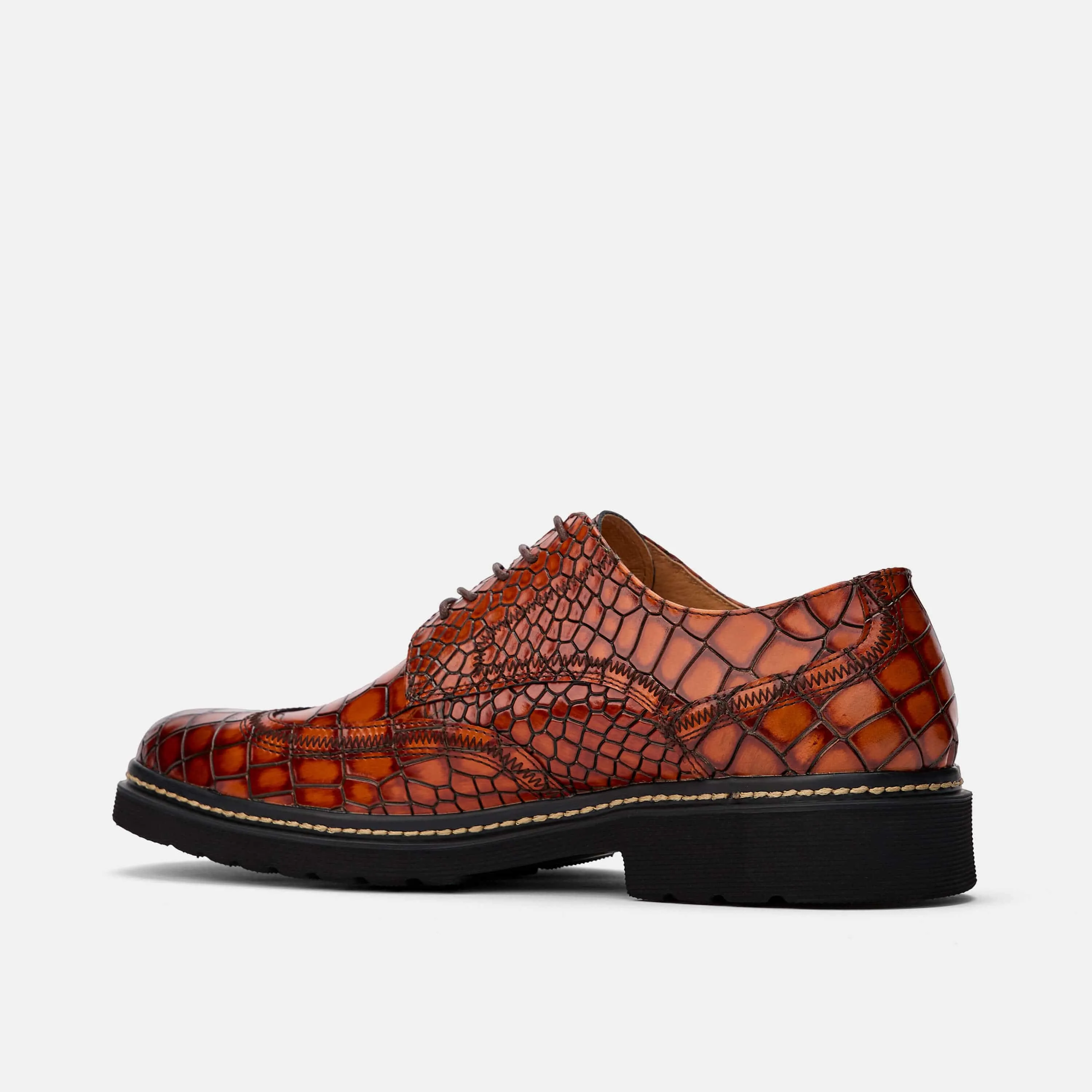 Roman Cognac Wingtip Leather Sneakers