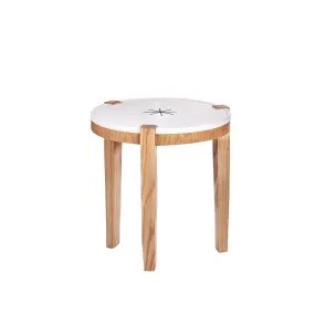 Round Leather White Coffee Table