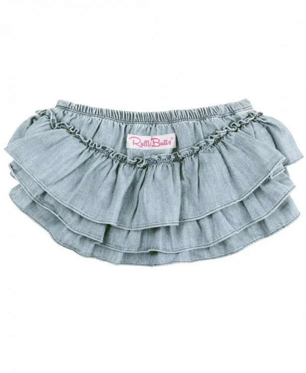 Ruffle Butts Light Wash Denim Skirted Bloomer - Shop Now