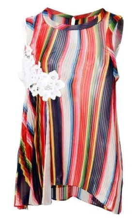 sacai striped pleated tank top