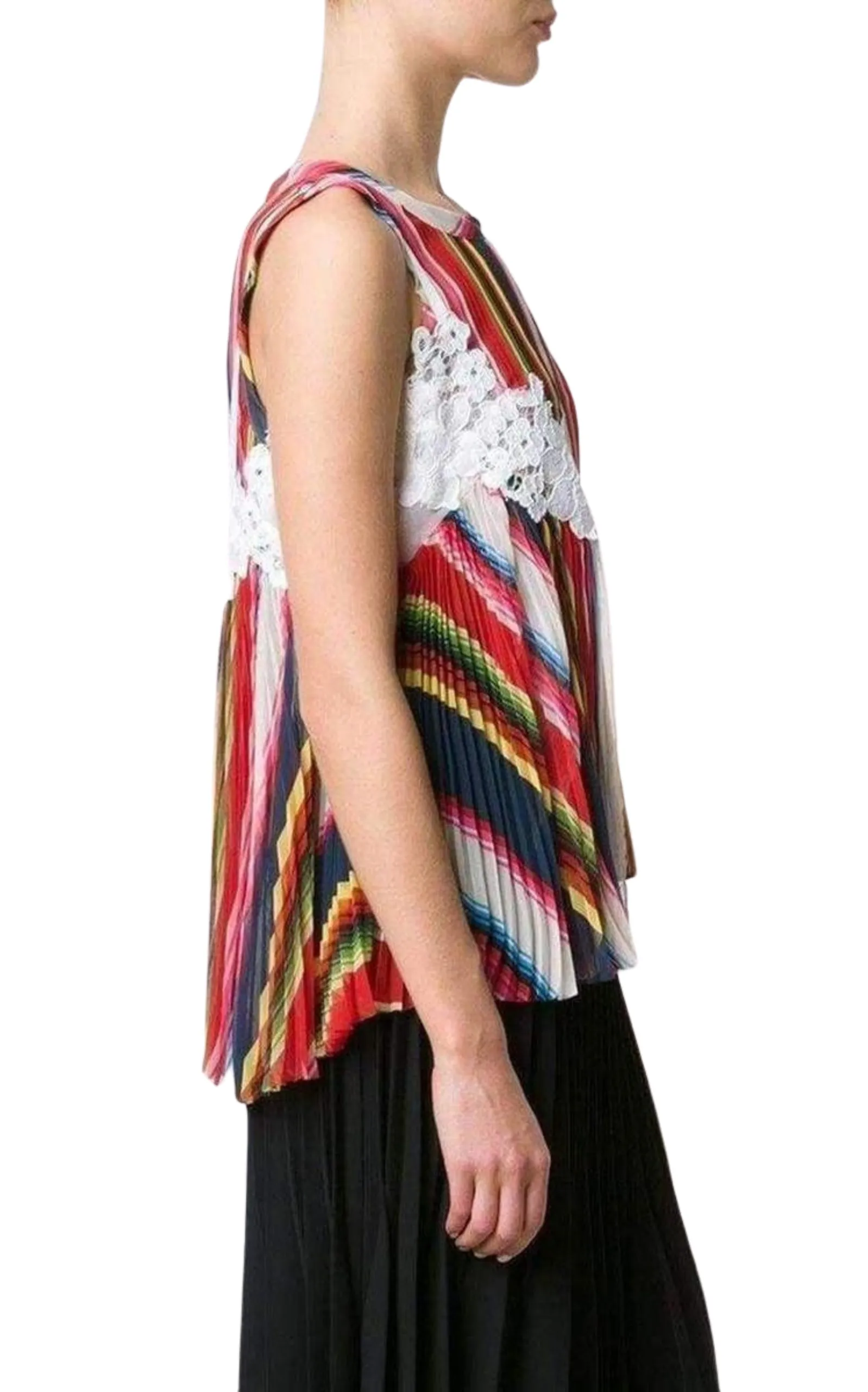 sacai striped pleated tank top