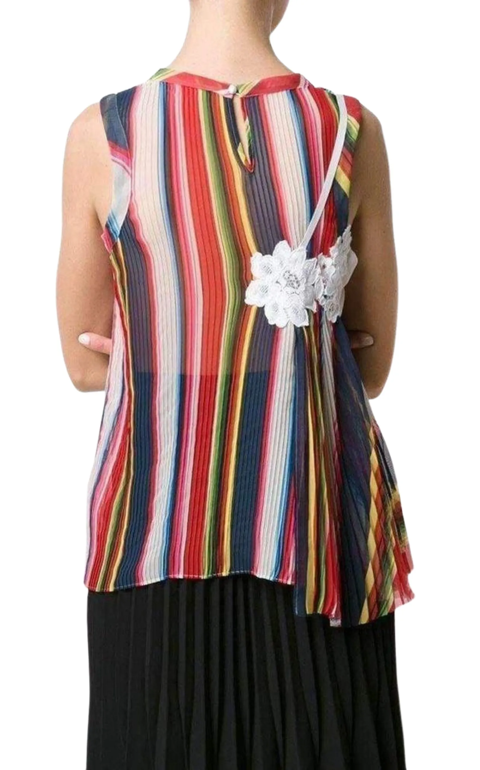 sacai striped pleated tank top