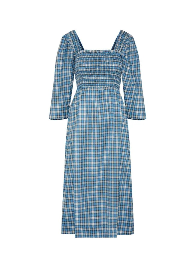 Seersucker Check Smock Dress