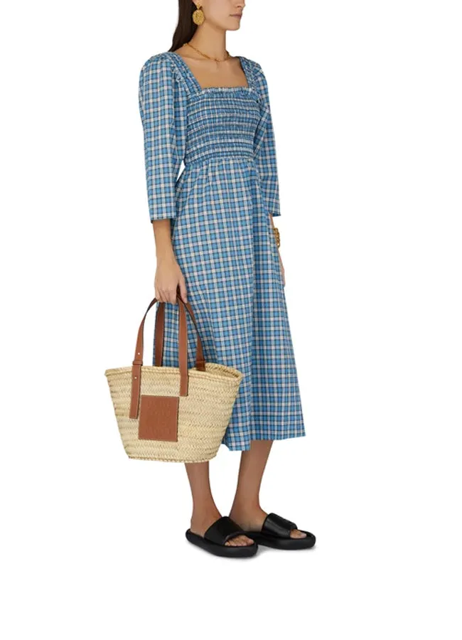 Seersucker Check Smock Dress