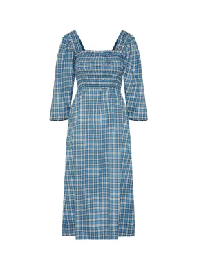 Seersucker Check Smock Dress