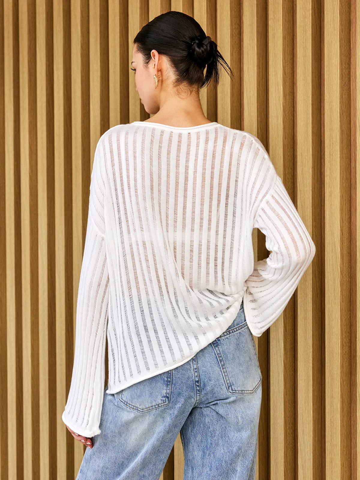 Semi-Sheer Long Sleeve Sweater