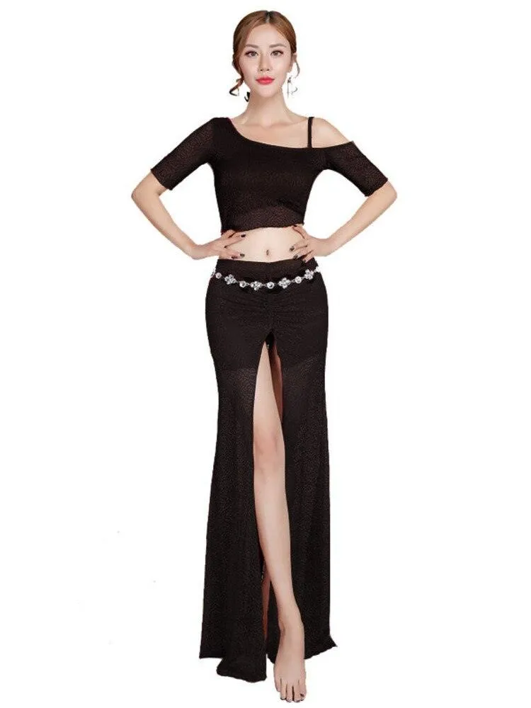 Sexy belly dance costume skirt and top for women.