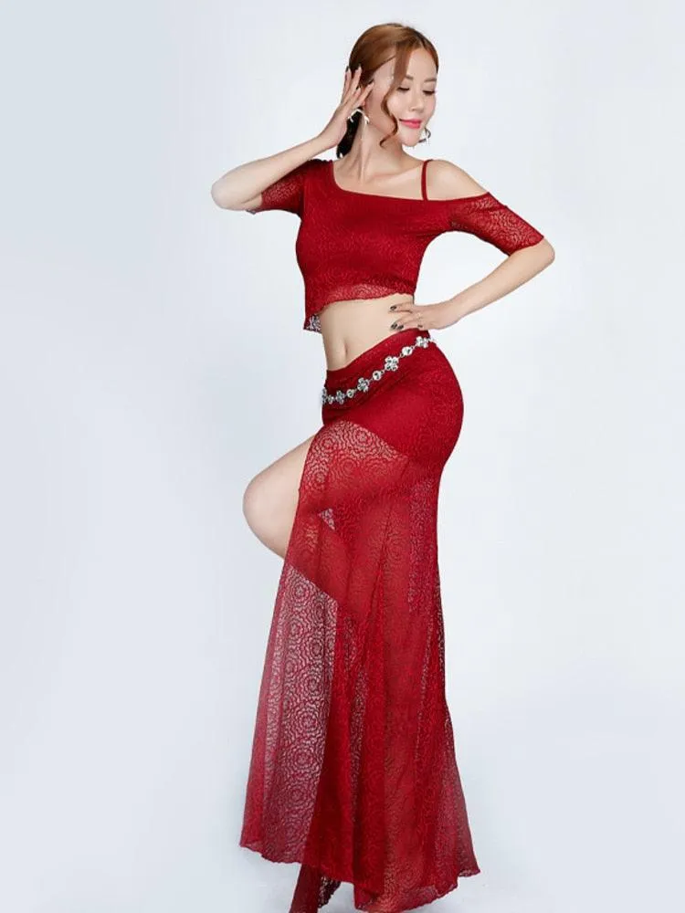 Sexy belly dance costume skirt and top for women.