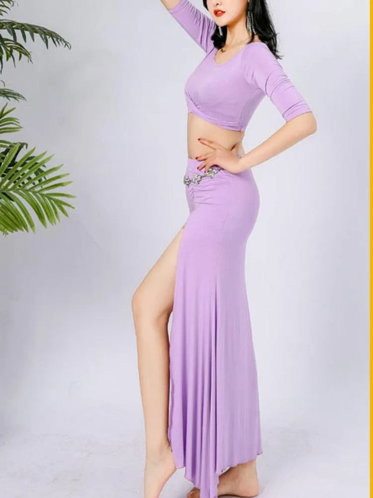 Sexy belly dance costume skirt and top for women.