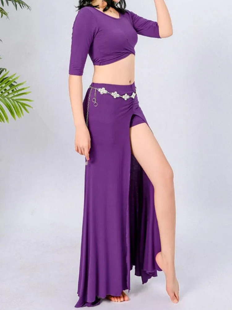 Sexy belly dance costume skirt and top for women.