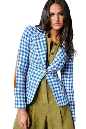 Smythe Houndstooth Duchess Blazer with Elbow Patch