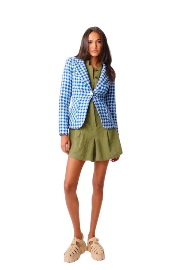 Smythe Houndstooth Duchess Blazer with Elbow Patch