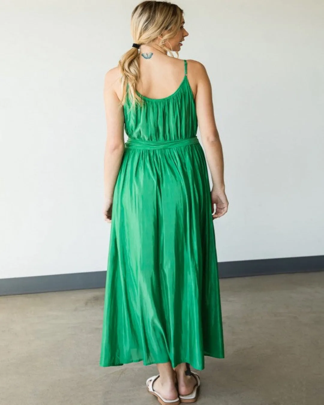 Solid Cami Maxi Dress with Belt