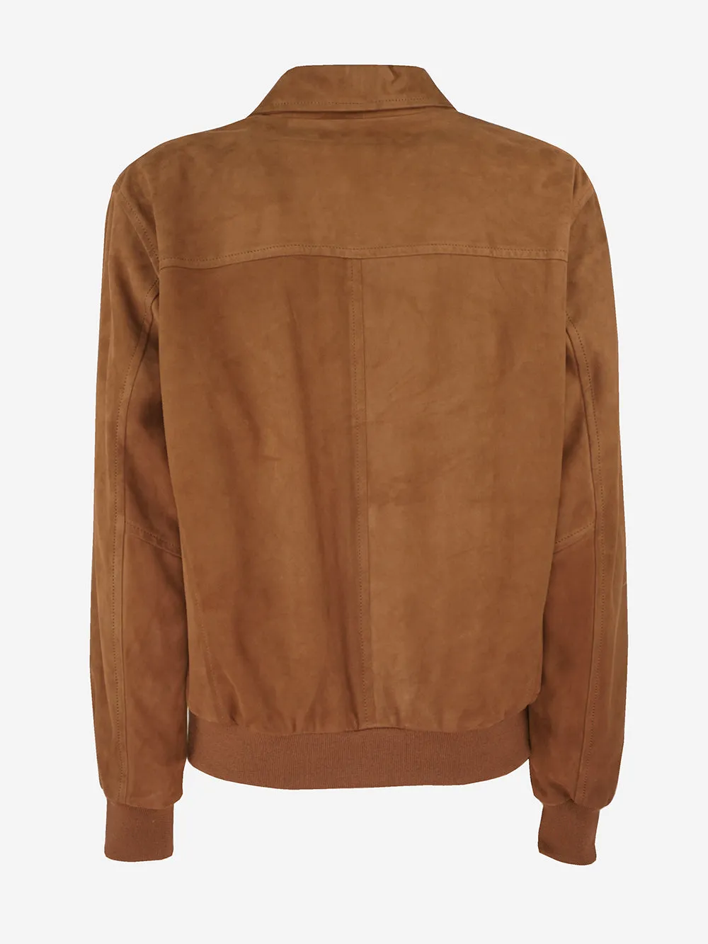 Special Collection - Suede Bomber Jacket with Shirt Collar and Flush Pockets.