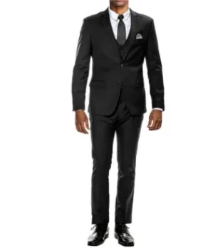 Stretch Ultra Slim Fit 3-Piece Solid Suit for Men, Size 38R