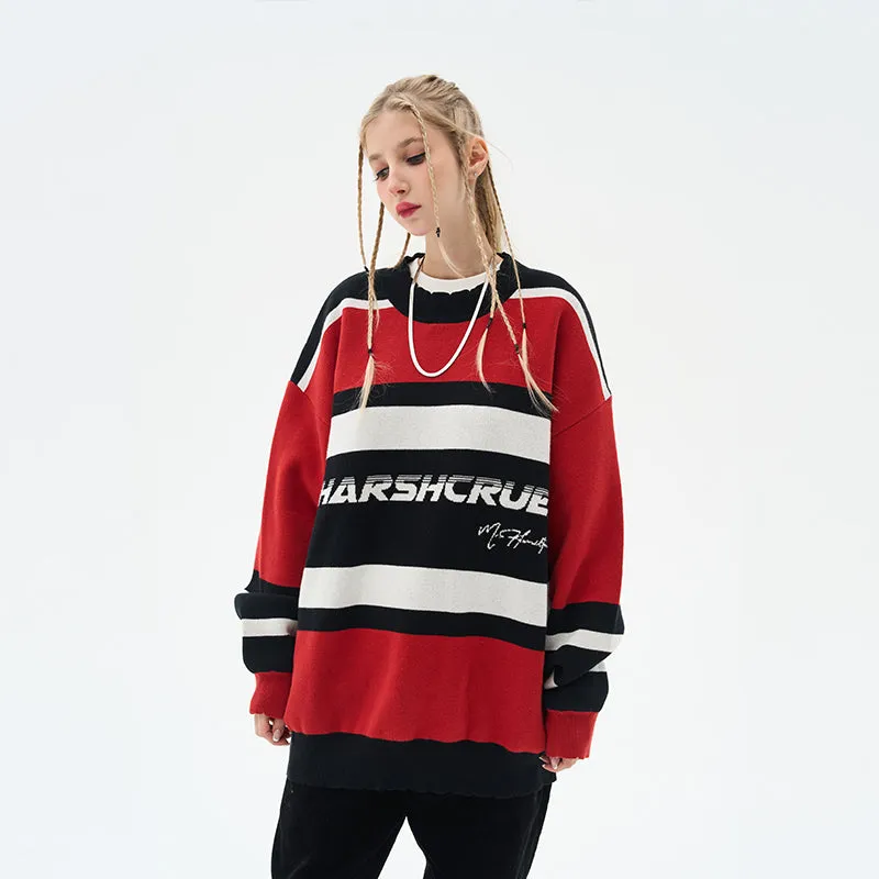 Striped Logo Knit Sweater