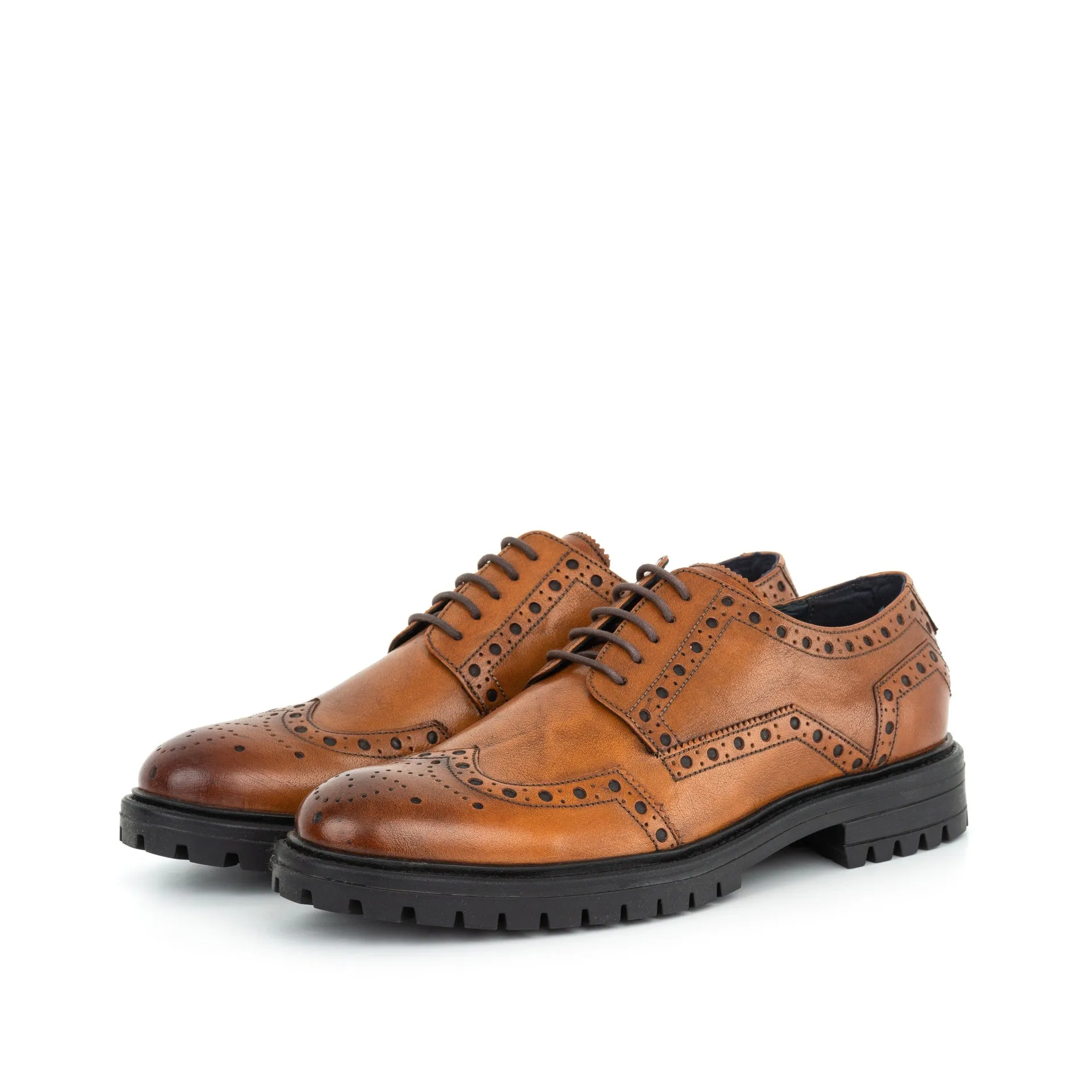 Stylish Tan Derby Brogue Shoes for Men by Russell
