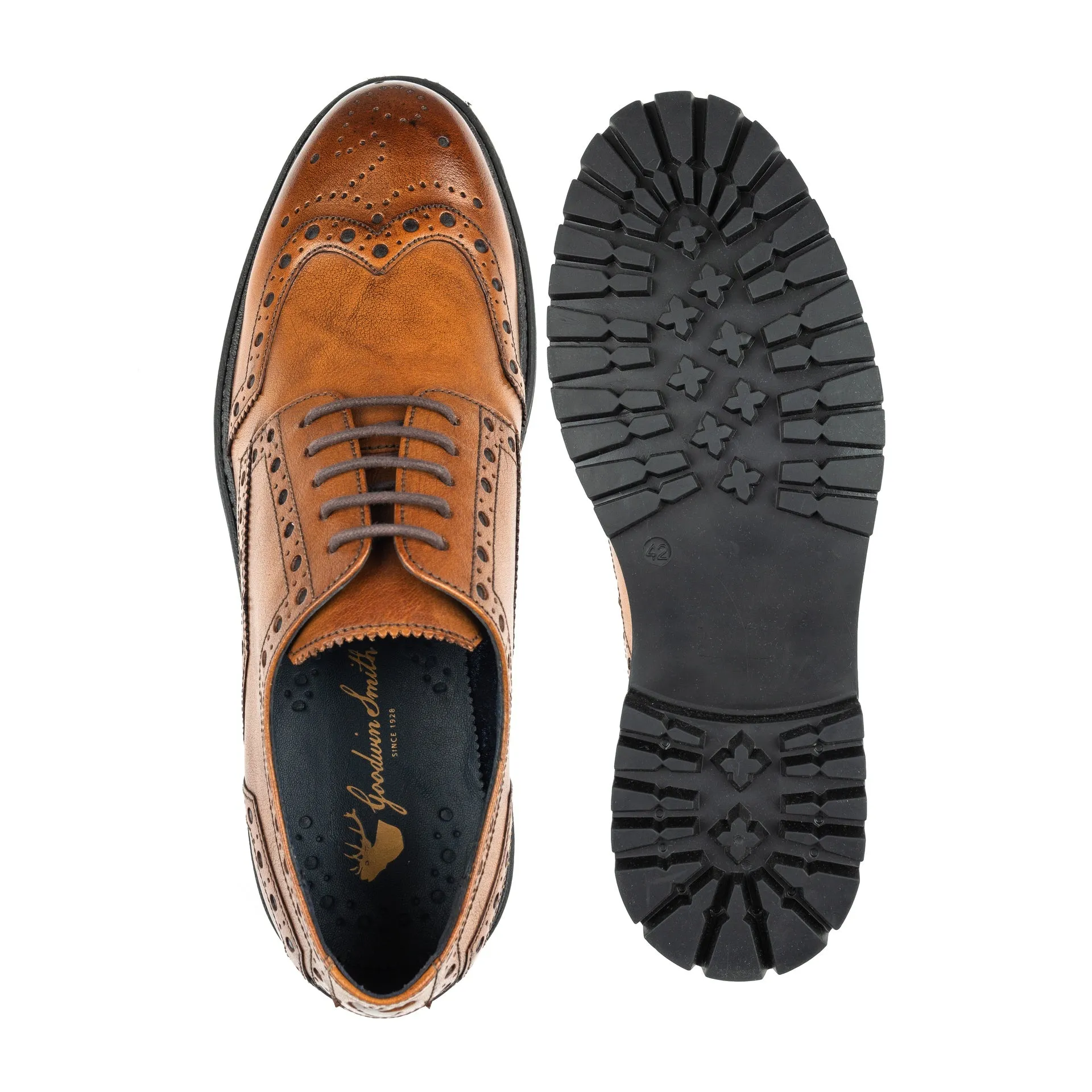 Stylish Tan Derby Brogue Shoes for Men by Russell
