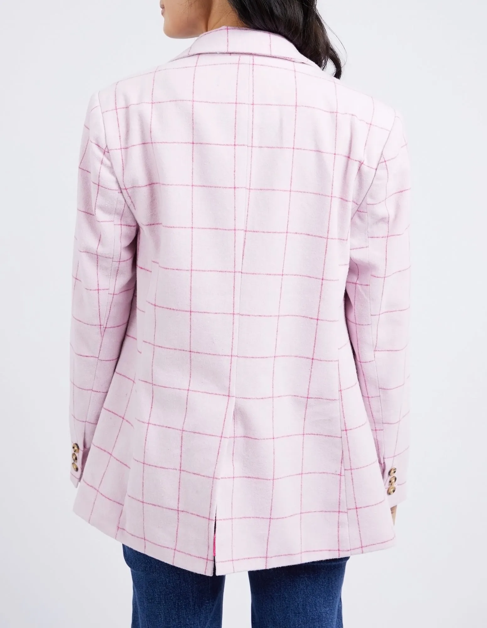 Tansy Check Blazer Pale Pink