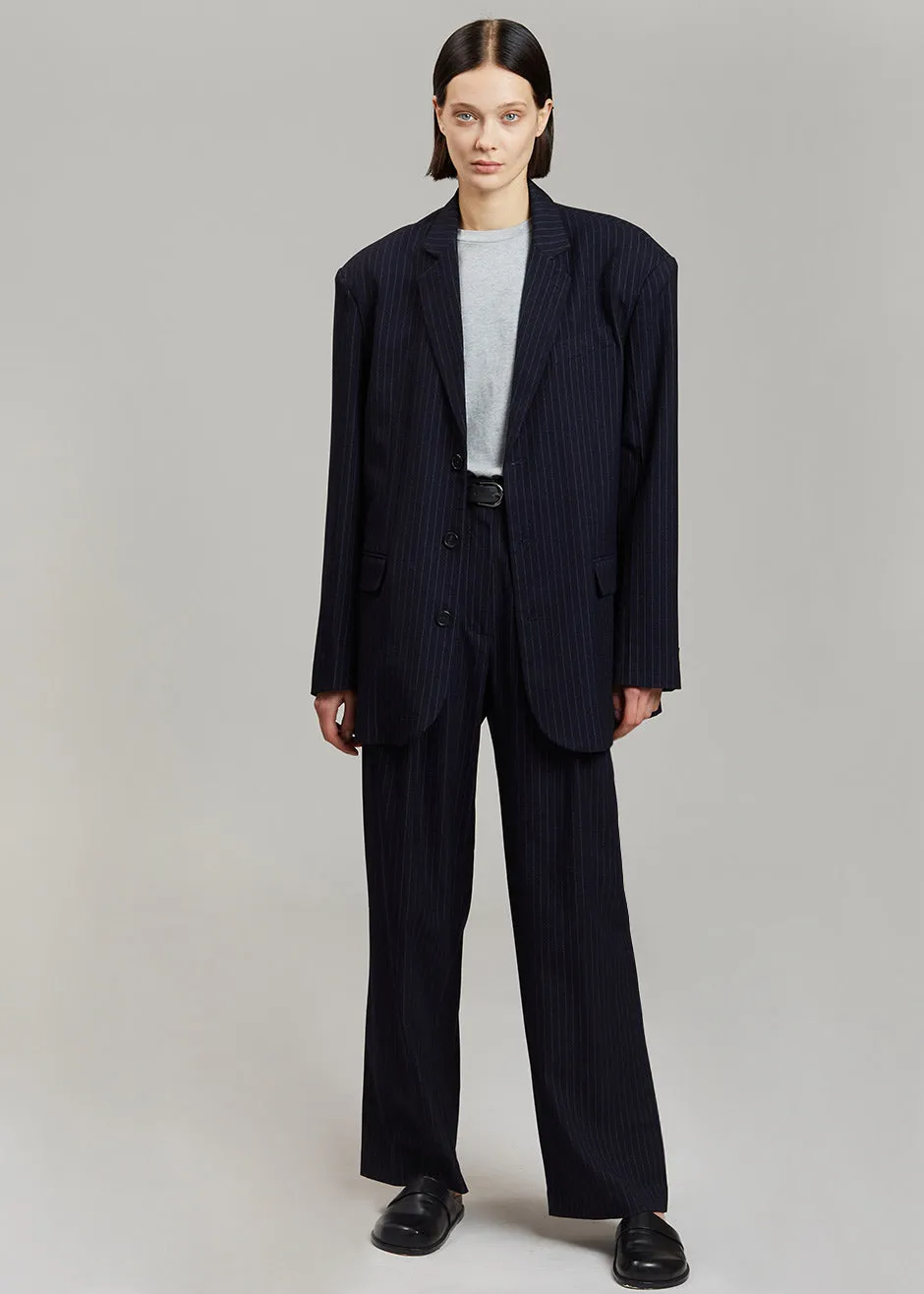 Tansy Oversized Blazer - Navy Pinstripe