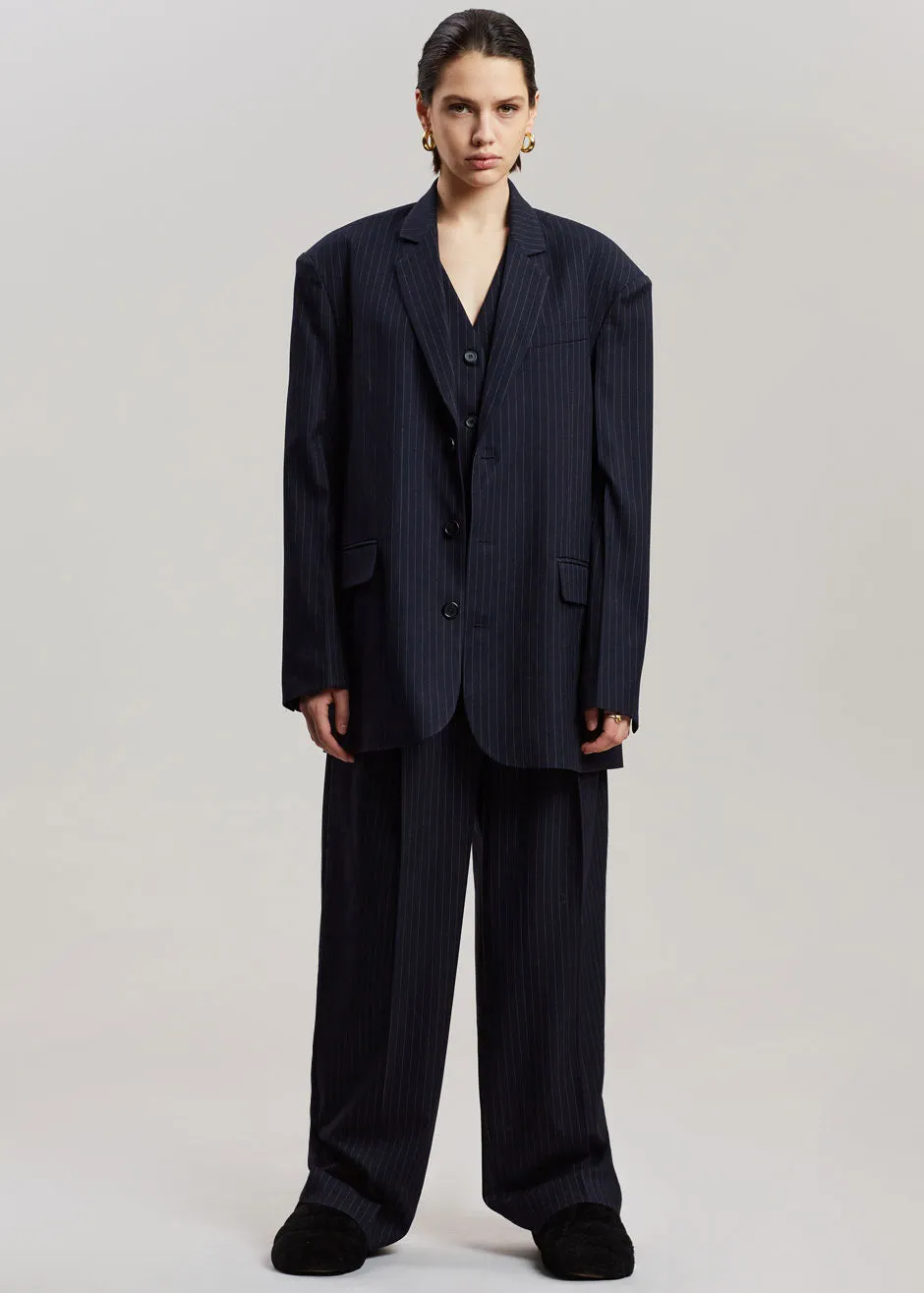 Tansy Oversized Blazer - Navy Pinstripe