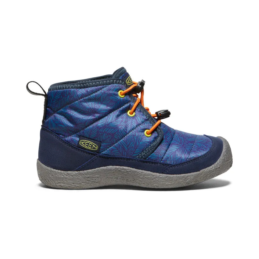 The requested product is: Deep Lagoon/Evening Primrose Chukka Boots for Big Kids - Waterproof - Howser II