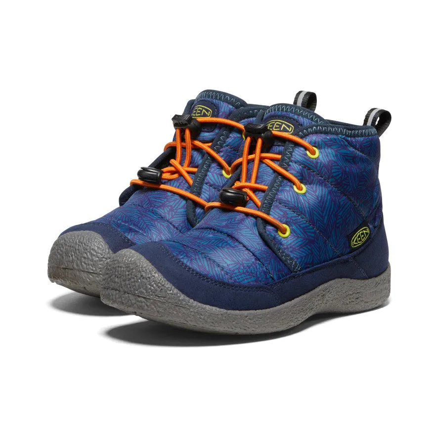 The requested product is: Deep Lagoon/Evening Primrose Chukka Boots for Big Kids - Waterproof - Howser II