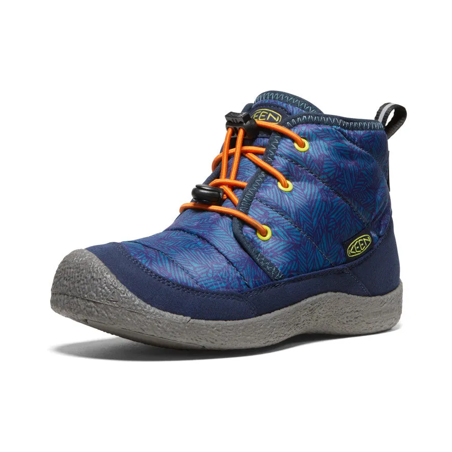 The requested product is: Deep Lagoon/Evening Primrose Chukka Boots for Big Kids - Waterproof - Howser II