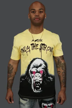 The Strong Yellow Custom Hype Beast Spray Painted Streetwear T-Shirt Motive Denim