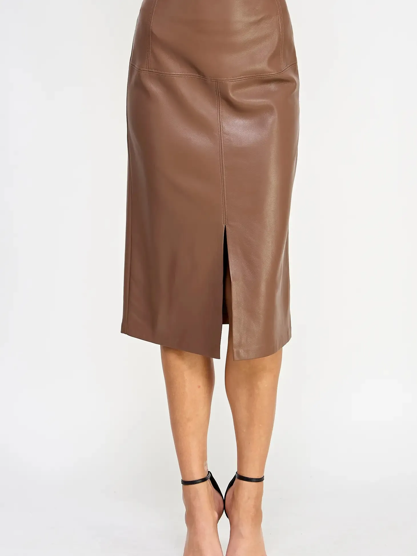 Vegan Leather Midi Skirt