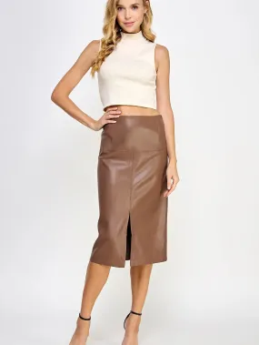 Vegan Leather Midi Skirt